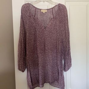 Maroon printed blouse size 1X